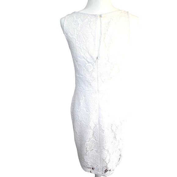 Womens misses Small S dress size 6 lined White summer sleeveless lace - Picture 7 of 8